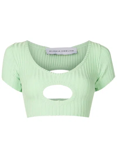 Gloria Coelho Cropped Cut-out Detail Top In Green