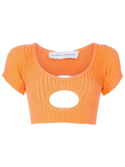 Gloria Coelho Cropped Cut-out Detail Top In Orange