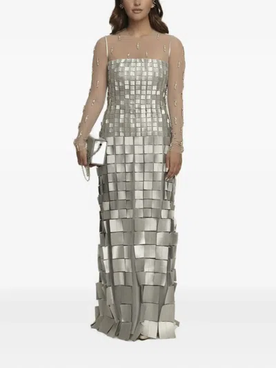 Gloria Coelho Crystal-embellished Mesh Top In Gray