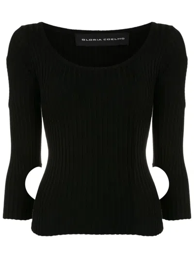Gloria Coelho Cut-out Three-quarter Sleeve Top In Black