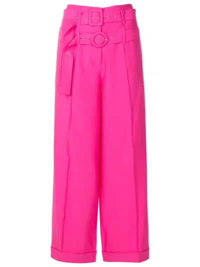 Gloria Coelho Double-belted Gabardine Trousers In Pink
