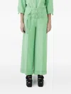 Gloria Coelho Double-buckle Wide-leg Trousers In Green