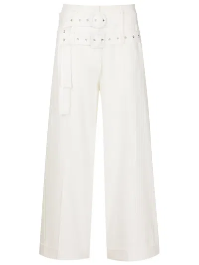 Gloria Coelho Double-buckle Wide-leg Trousers In White