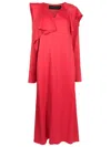 Gloria Coelho Draped Satin Maxi Dress In Red