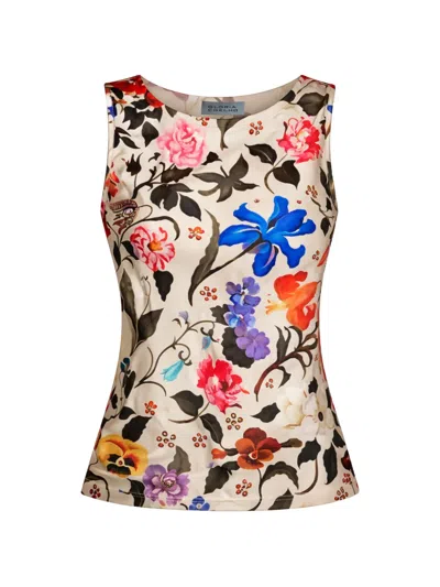 Gloria Coelho Elisabetana Floral-print Blouse In Neutral