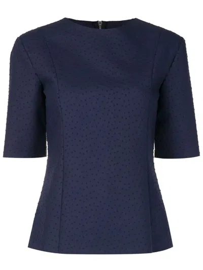 Gloria Coelho Embroidered Short-sleeved Top In Blue