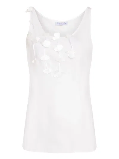 Gloria Coelho Floral Sleeveless Blouse In White