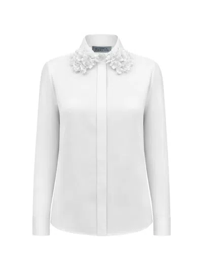 Gloria Coelho Floral-collar Blouse In Neutral