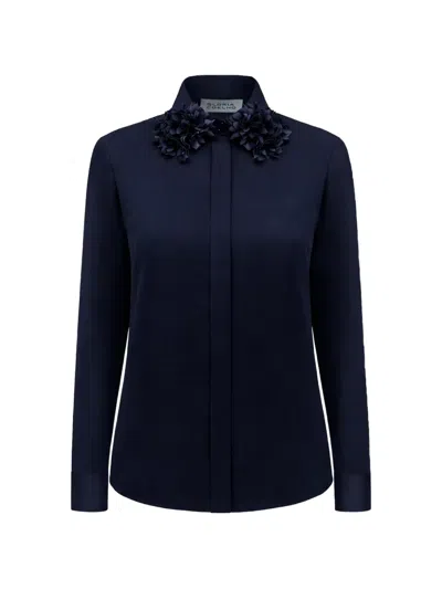 Gloria Coelho Floral-collar Shirt In Blue