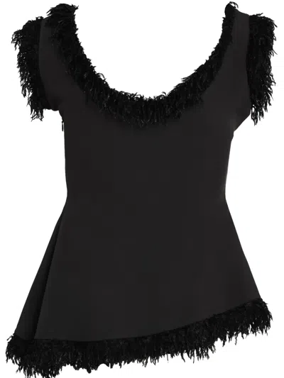 Gloria Coelho Fringed Top In Black