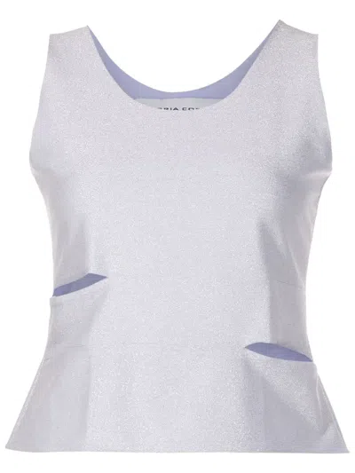 Gloria Coelho Glittered Cut-out Top In Neutrals