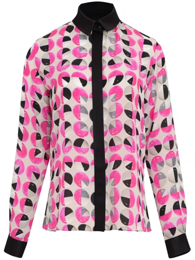 Gloria Coelho Graphic-print Silk Shirt In Pink