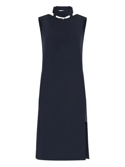 Gloria Coelho Halterneck Side-split Dress In Blue