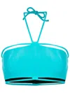 Gloria Coelho Halterneck String-detail Bikini Top In Blue