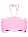Gloria Coelho Halterneck String-detail Bikini Top In Pink