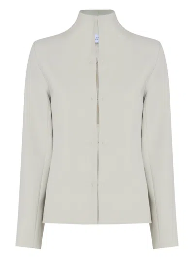 Gloria Coelho High-neck Button Top In Gray