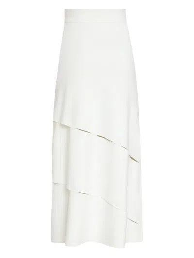 Gloria Coelho Layered Slit Midi Skirt In White