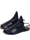 Gloria Coelho Leather Flat Sandals In Black