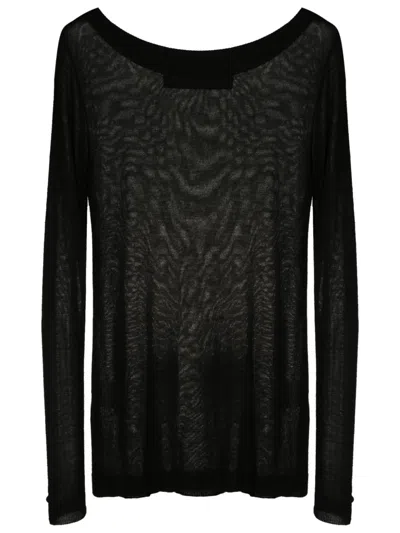 Gloria Coelho Wide-neck Fine-knit Blouse In Black
