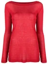 Gloria Coelho Long-sleeve Knitted Top In Red
