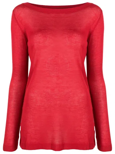 Gloria Coelho Long-sleeve Knitted Top In Red