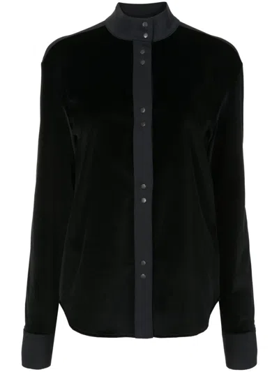 Gloria Coelho Long-sleeve Velvet Shirt In Black