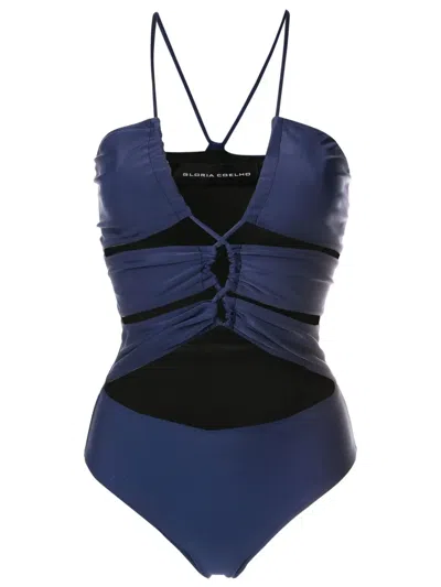 Gloria Coelho Maillot Halterneck One Piece In Blue