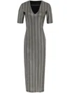 Gloria Coelho Mesh Shoulder-pads Midi Dress In Grey