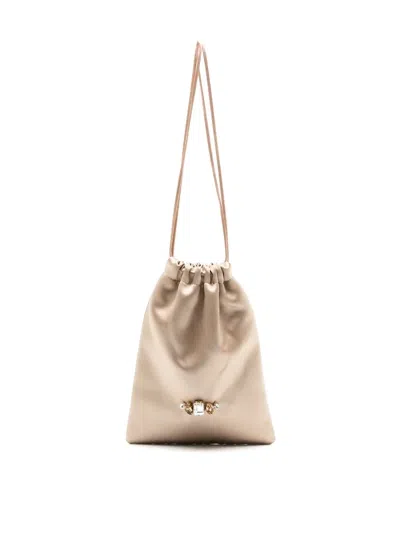 Gloria Coelho Metallic Drawstring Mini Pouch In Neutrals