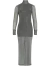 Gloria Coelho Metallic-effect High-neck Dress In Silver