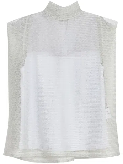 Gloria Coelho Metallic Mesh Top In Grey