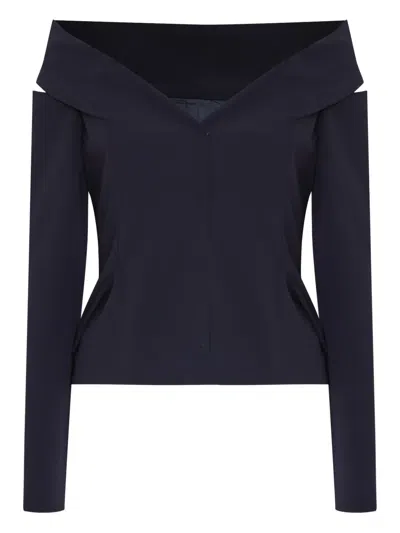 Gloria Coelho Off-shoulder Cut-out Top In Blue