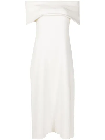 Gloria Coelho Off-shoulder Midi Dress In White