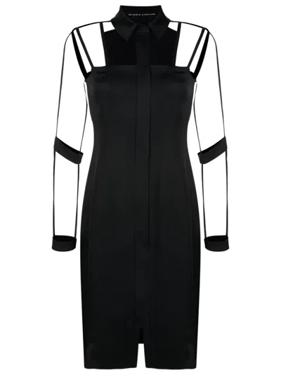 Gloria Coelho Optical Illusion Midi Shirtdress In Black