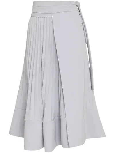 Gloria Coelho Pleated Midi Skirt In Grey