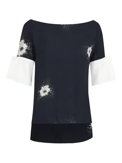 Gloria Coelho Printed Short-sleeve Top In Blue