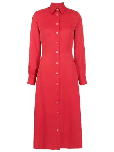 Gloria Coelho Raglan-sleeve Midi Shirtdress In Red