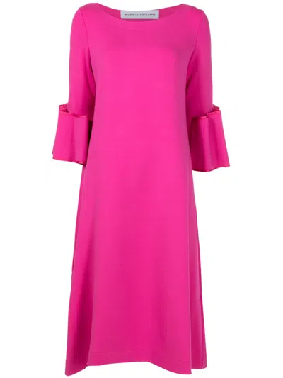 Gloria Coelho Ruffle-detail Midi Dress In Pink