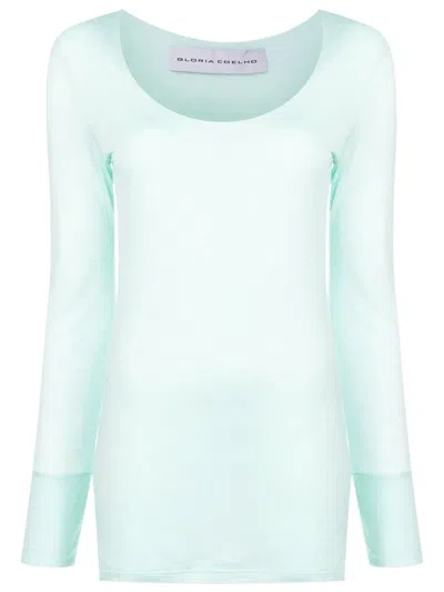 Gloria Coelho Scoop-neck Long-sleeve Top In Green
