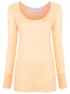 Gloria Coelho Scoop-neck Long-sleeve Top In Orange