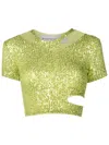 Gloria Coelho Sequin-embellished Cropped Top In Green