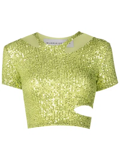 Gloria Coelho Sequin-embellished Cropped Top In Green