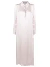 Gloria Coelho Silk Maxi Shirt Dress In Neutrals
