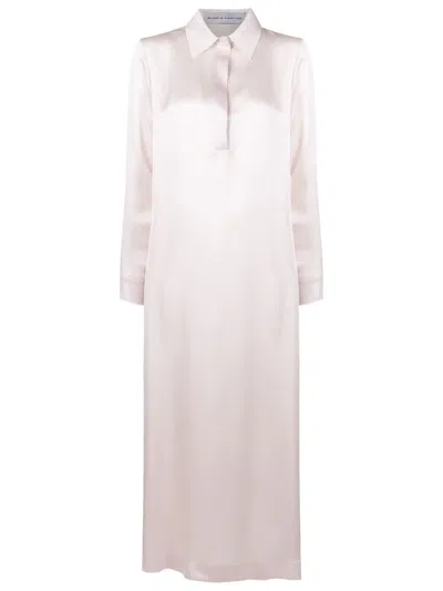 Gloria Coelho Silk Maxi Shirt Dress In Neutrals