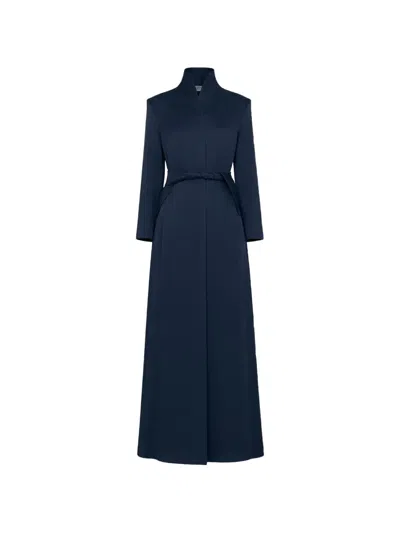 Gloria Coelho Slit-detail Belted Coat In Blue