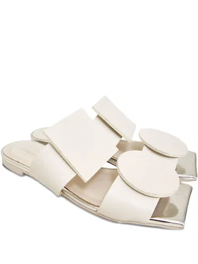 Gloria Coelho Square-circle Flat Sandals In White