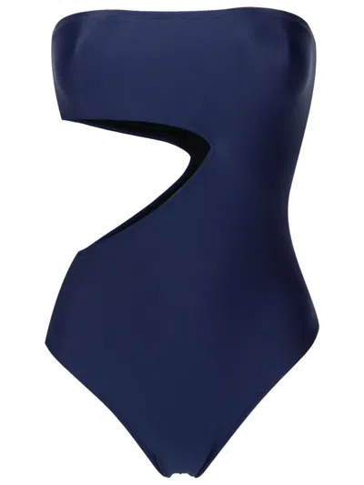 Gloria Coelho Strapless Cut-out Swimsuit In Blue