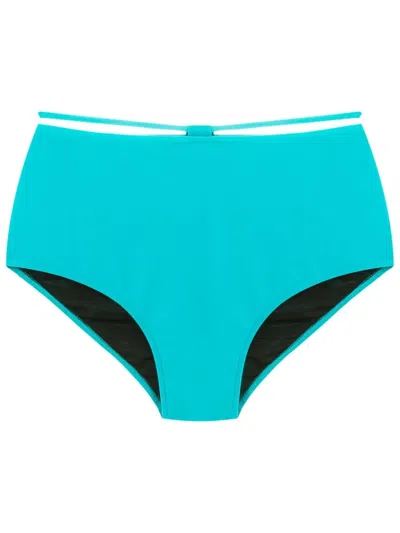Gloria Coelho String-detail High-rise Bikini Briefs In Blue
