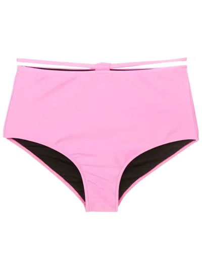 Gloria Coelho String-detail High-rise Bikini Briefs In Pink