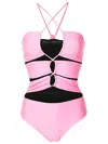 Gloria Coelho Tie Front Reversible One-piece Swimsuit In Pink